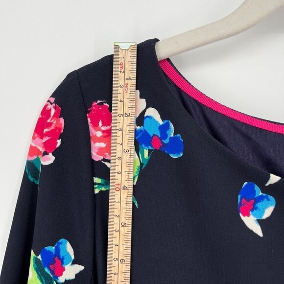 Eliza J Womens Floral Print Shift Dress Size 6 Navy Lined Stretch Half Sleeve - Picture 12 of 16